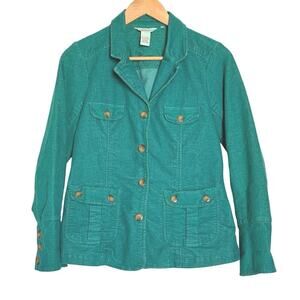 Sundance Womens Corduroy Jacket Teal Pockets Tie Back Womens Small/Petite